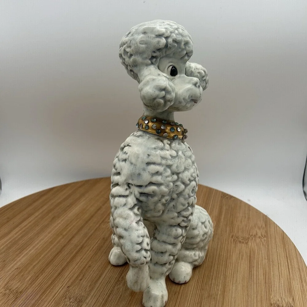 Vtg White Ceramic Sitting Poodle 11